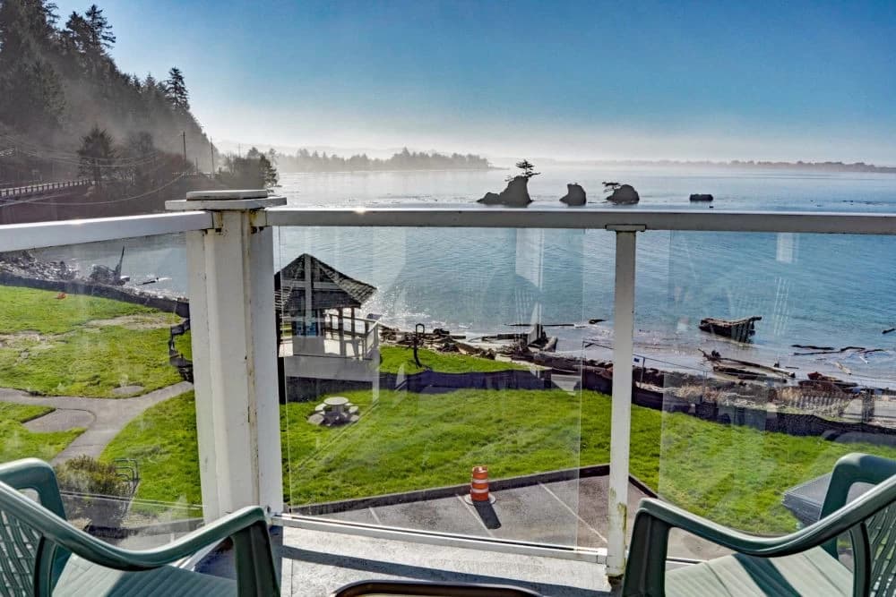Waterfront deck with ocean view