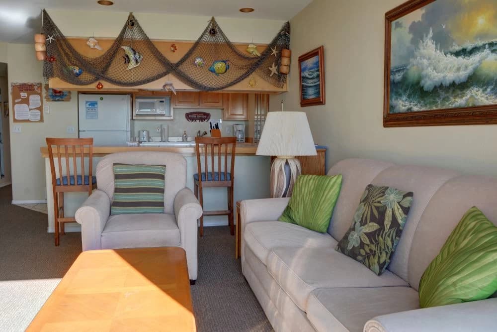 Coastal-themed living room