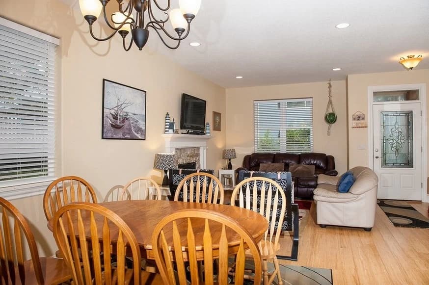 Open living and dining area