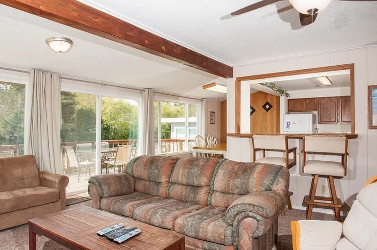 Living room with deck view