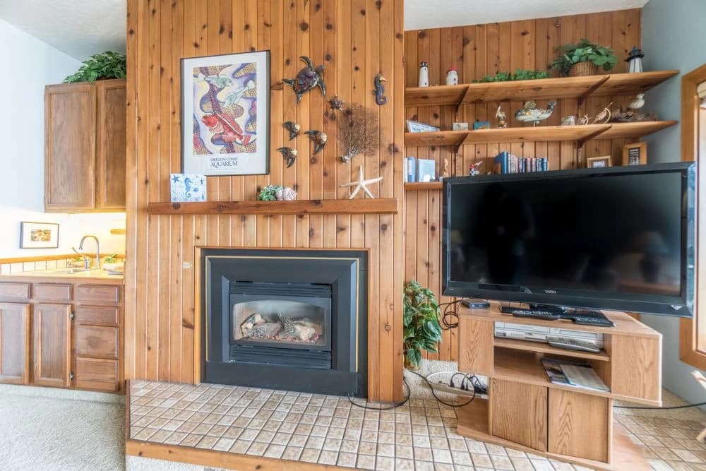 Living room with fireplace