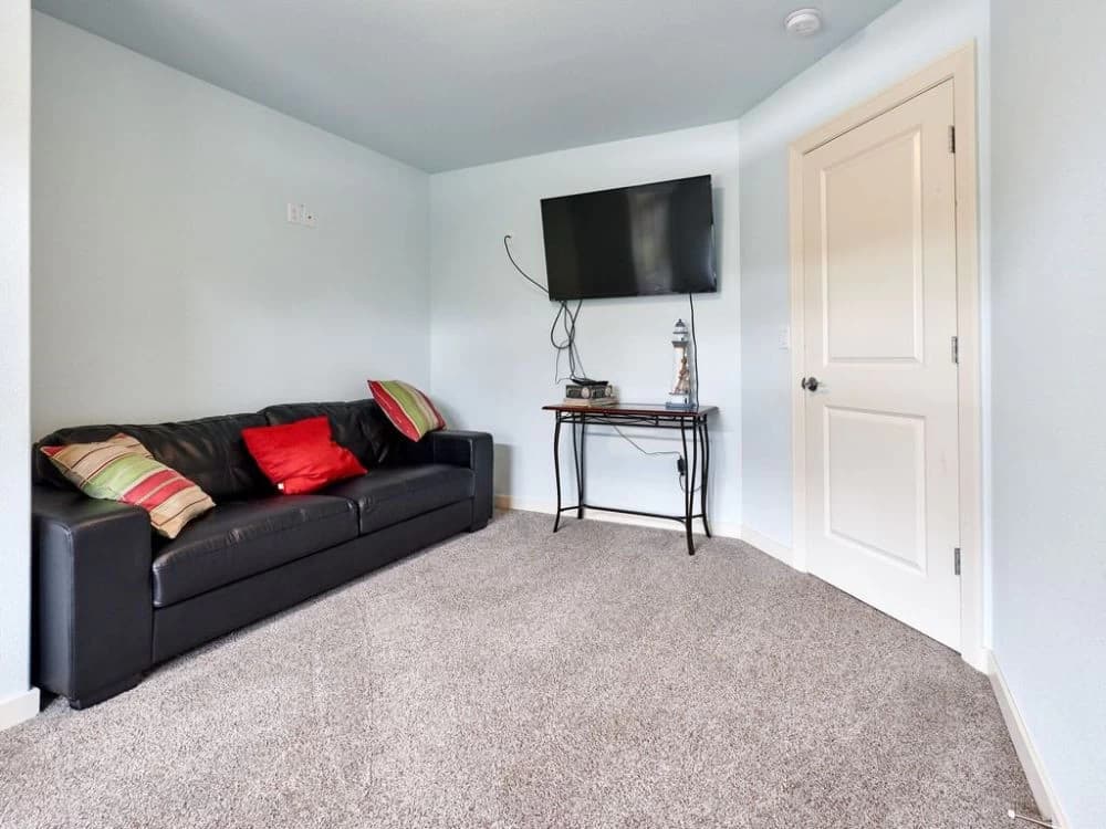Media room with sofa