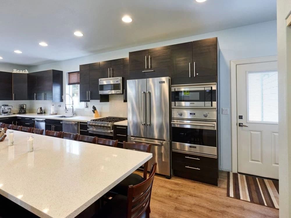Modern kitchen with stainless steel appliances
