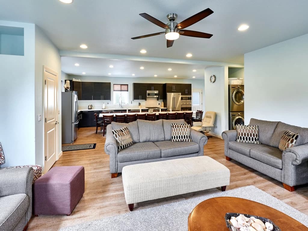 Open-concept living and kitchen