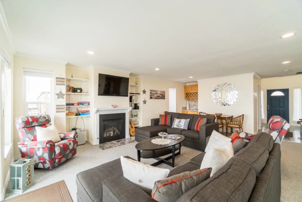 Family living room with fireplace