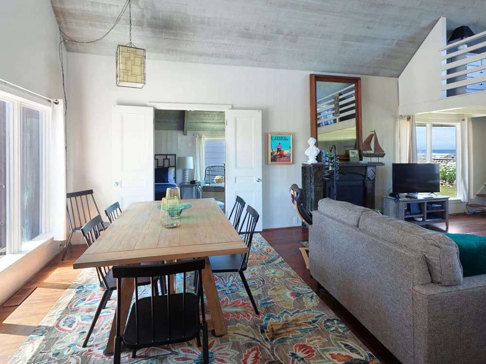 Open living and dining area