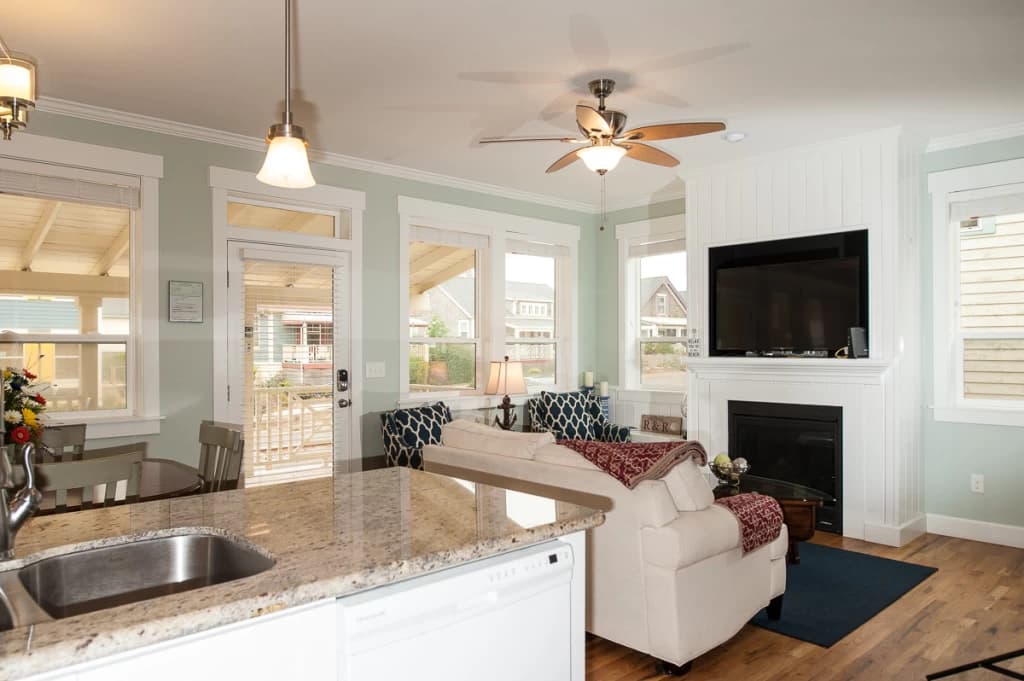 Open-concept living and kitchen