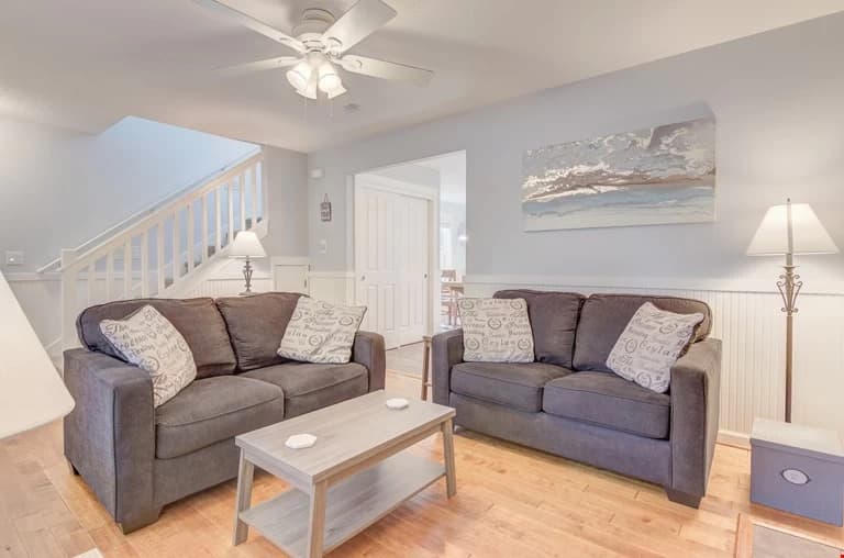 Spacious living room with sofas