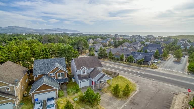 Suburban neighborhood aerial view