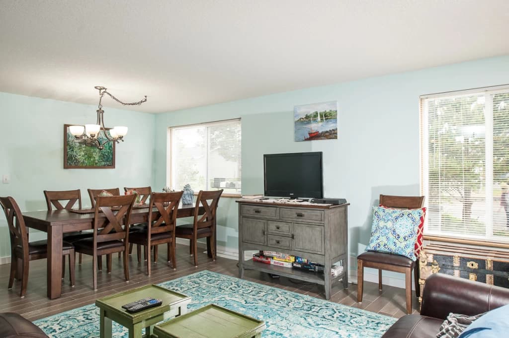 Open-concept living and dining area