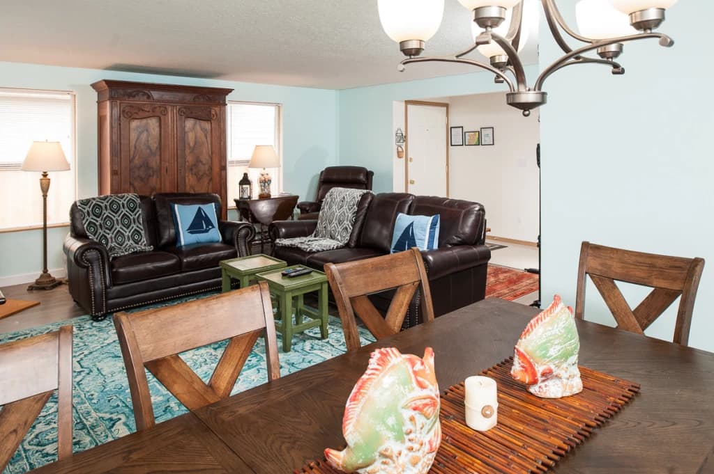Open-concept living and dining area