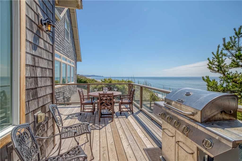 Ocean-view deck with grill