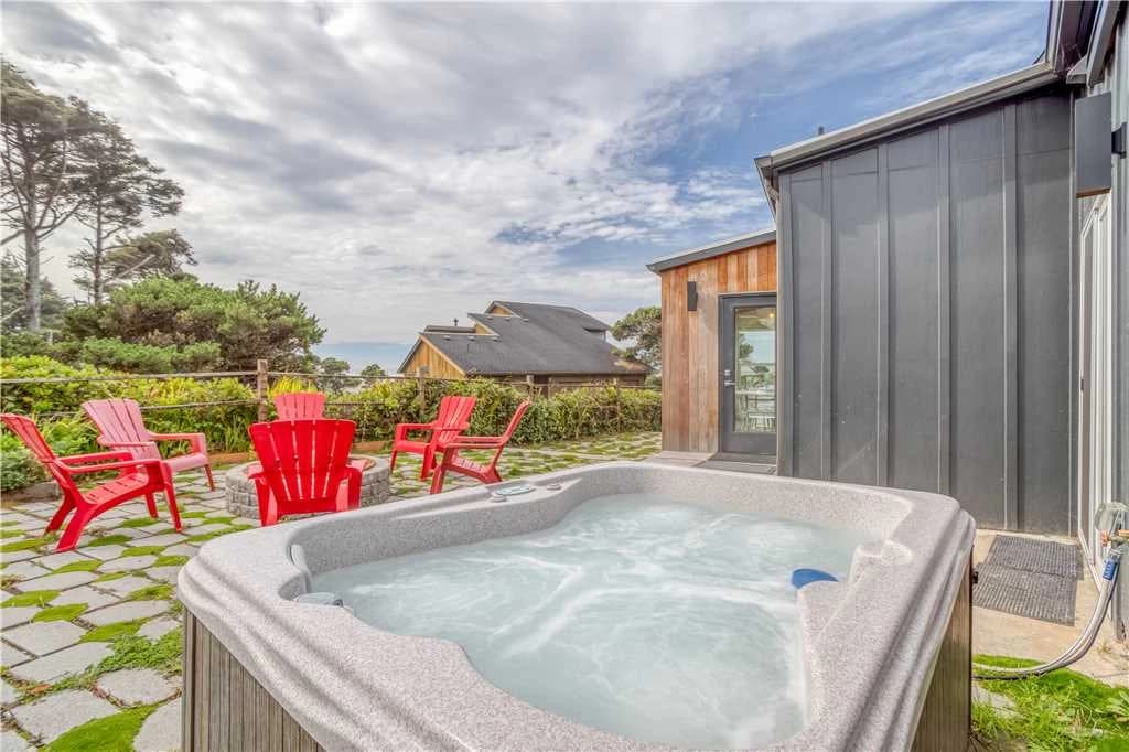 Private backyard hot tub
