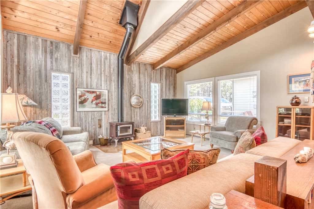 Rustic living room with fireplace