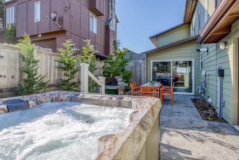 Private backyard hot tub