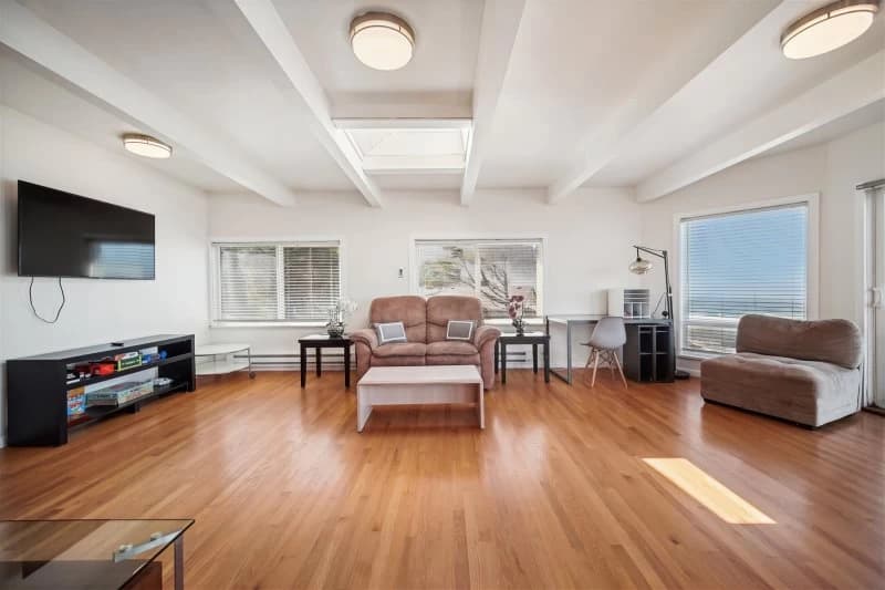 Spacious living room with views