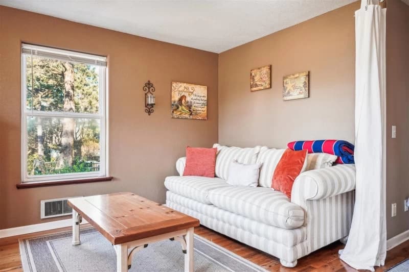 Cozy striped sofa room