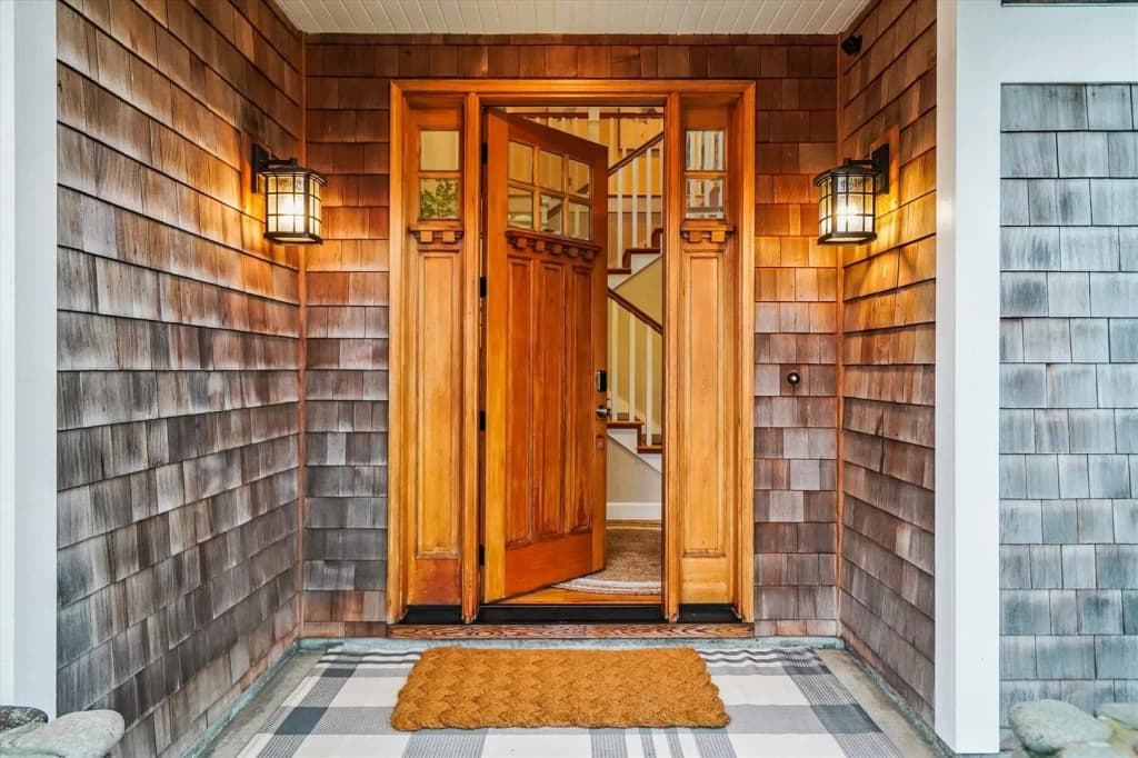 Front entrance with cedar door