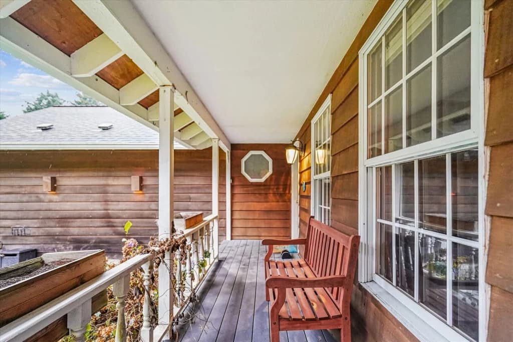 Covered porch with seating