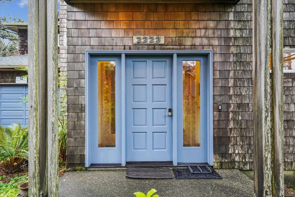 Blue front entrance