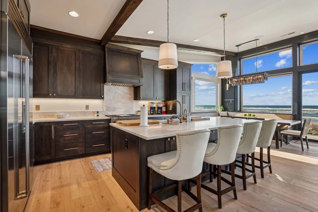 Ocean-view kitchen and dining