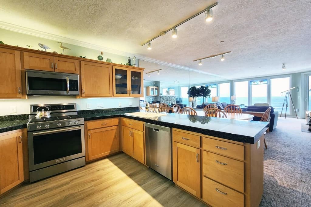 Open kitchen with ocean view