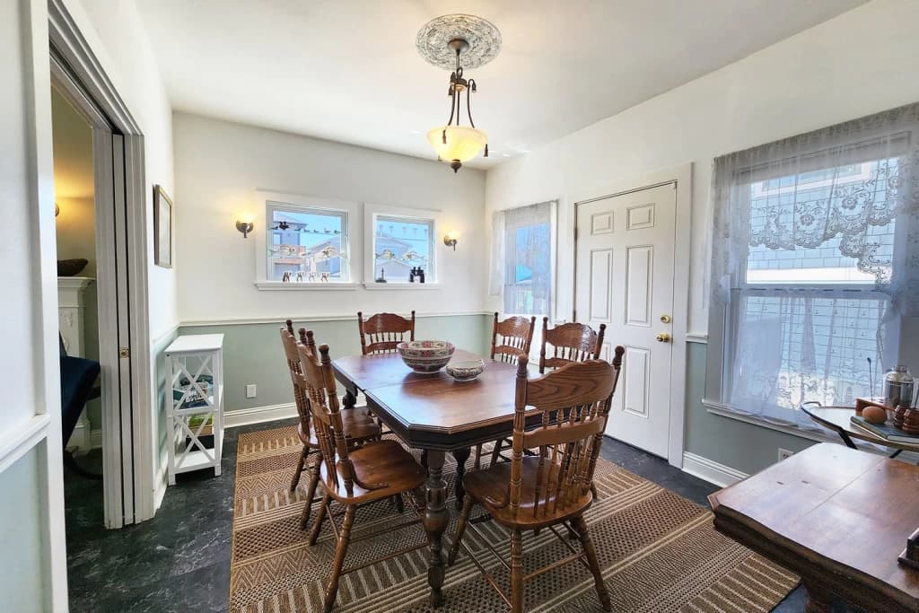 Formal dining room with ocean view