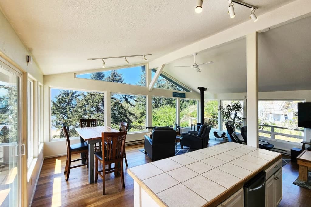 Open-concept living and dining area