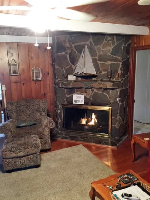 Fireplace living room with sailboat