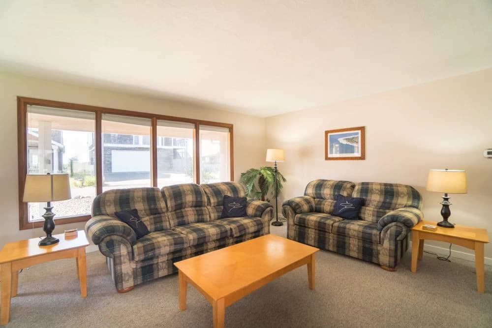 Living room with lake view