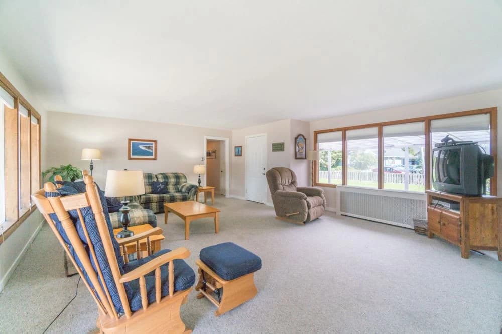 Spacious living room with view